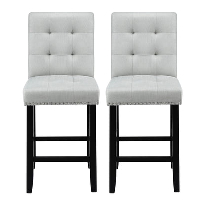 Artiss 2x Bar Stools Kitchen Dining Chairs Counter Fabric Stool Wooden Ada Grey - Image 3