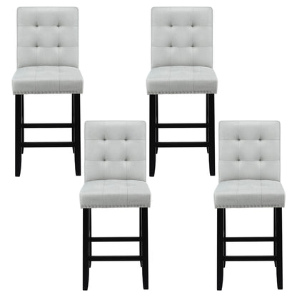 Artiss 4x Bar Stools Kitchen Dining Chairs Counter Fabric Stool Wooden Ada Grey - Image 3
