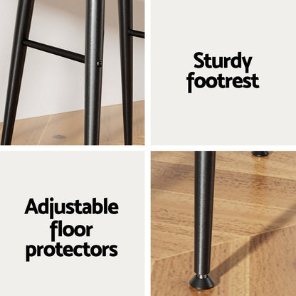 Artiss 2x Bar Stools Kitchen Dining Chairs Counter Round PU Leather Lane Brown - Image 5