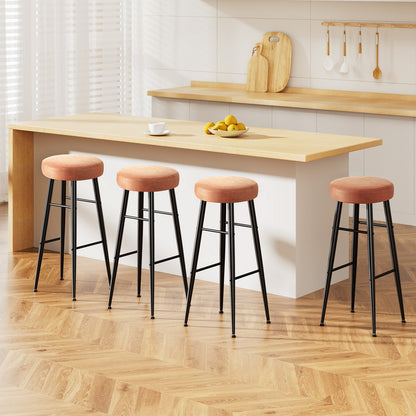 Artiss 4x Bar Stools Kitchen Dining Chairs Counter Round PU leather Lane Brown - Image 7