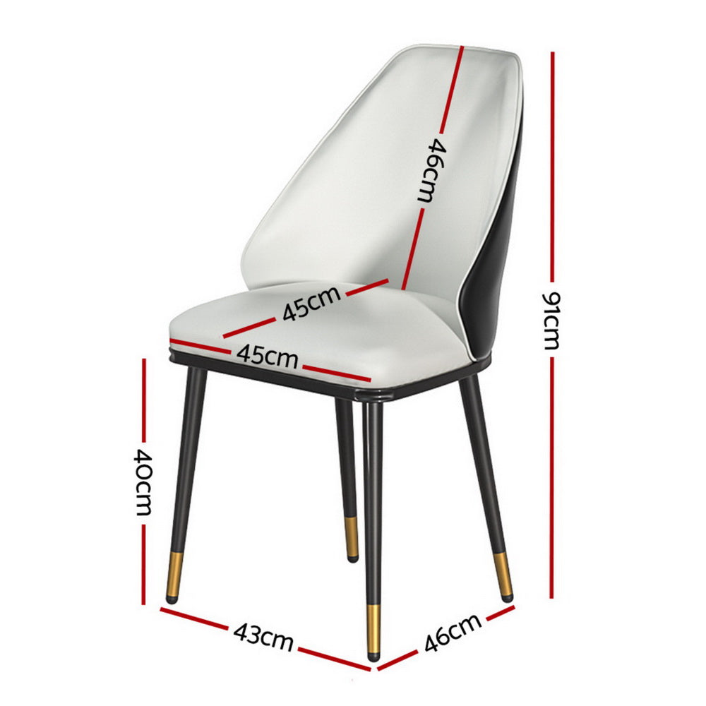Artiss Dining Chairs Set of 4 Leather Seat Beige and Black - Image 2