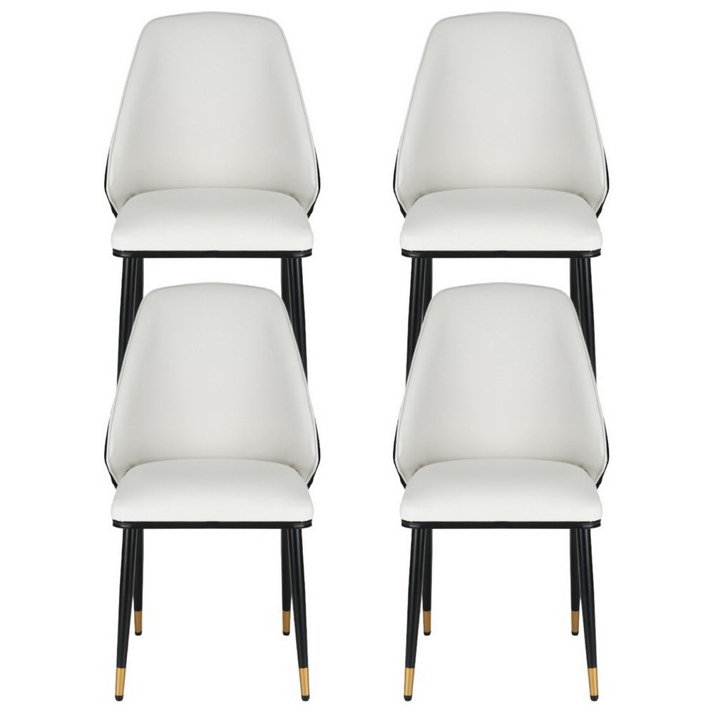 Artiss Dining Chairs Set of 4 Leather Seat Beige and Black - Image 3