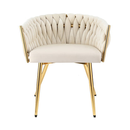 1 Artiss Dining Chair Velvet Armchair Beige - Image 3
