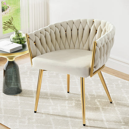 1 Artiss Dining Chair Velvet Armchair Beige - Image 7