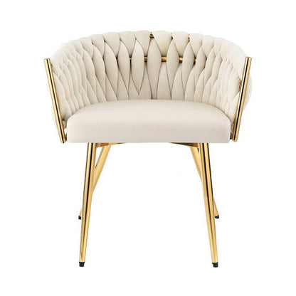 1 Set of 2 Artiss Dining Chairs Velvet Armchair Beige - Image 3