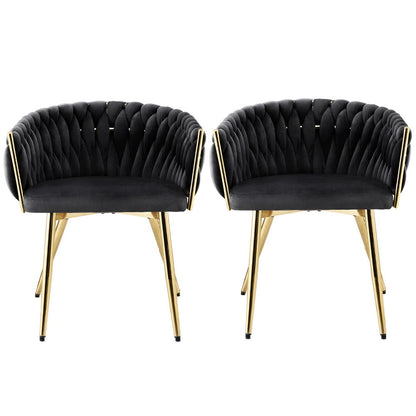 1 Set of 2 Artiss Dining Chairs Velvet Armchair Black - Image 3