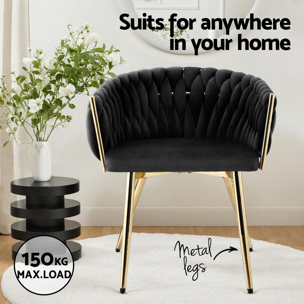 1 Set of 4 Artiss Dining Chairs Velvet Armchair Black - Image 5