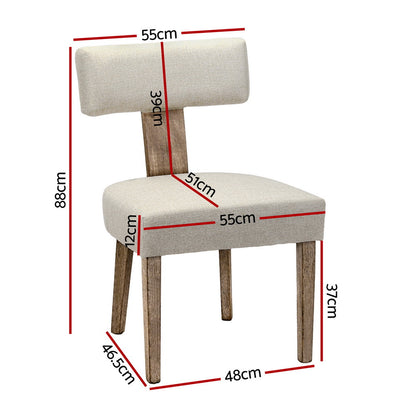 Artiss Dining Chairs Set of 4 Linen Fabric Wooden Beige - Image 2