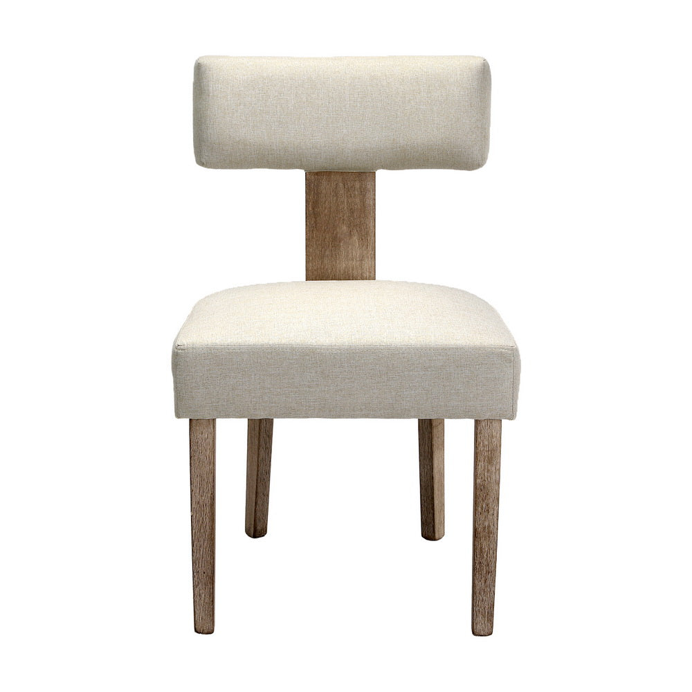 Artiss Dining Chairs Set of 4 Linen Fabric Wooden Beige - Image 3