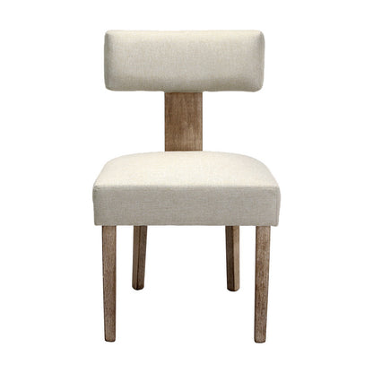 Artiss Dining Chairs Set of 4 Linen Fabric Wooden Beige - Image 3