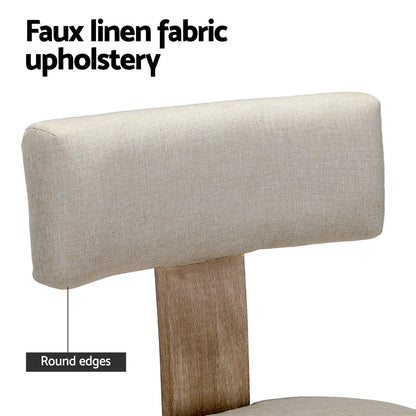 Artiss Dining Chairs Set of 4 Linen Fabric Wooden Beige - Image 5