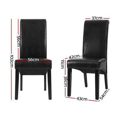 Artiss Dining Chairs Set of 2 Leather Parsons Chair Black - Image 2