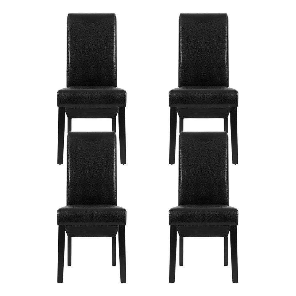 Artiss Dining Chairs Set of 2 Leather Parsons Chair Black - Image 3