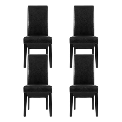Artiss Dining Chairs Set of 2 Leather Parsons Chair Black - Image 3
