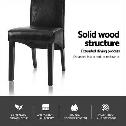 Artiss Dining Chairs Set of 2 Leather Parsons Chair Black - Image 5