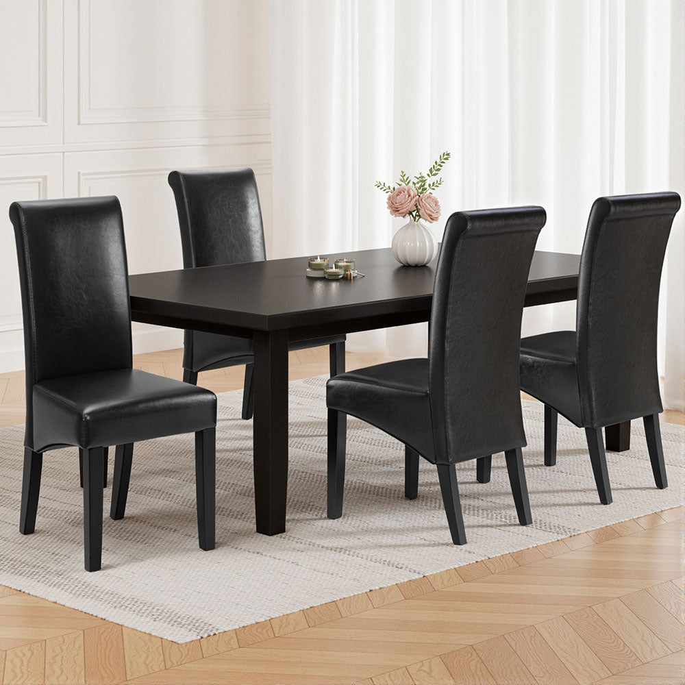Artiss Dining Chairs Set of 2 Leather Parsons Chair Black - Image 7