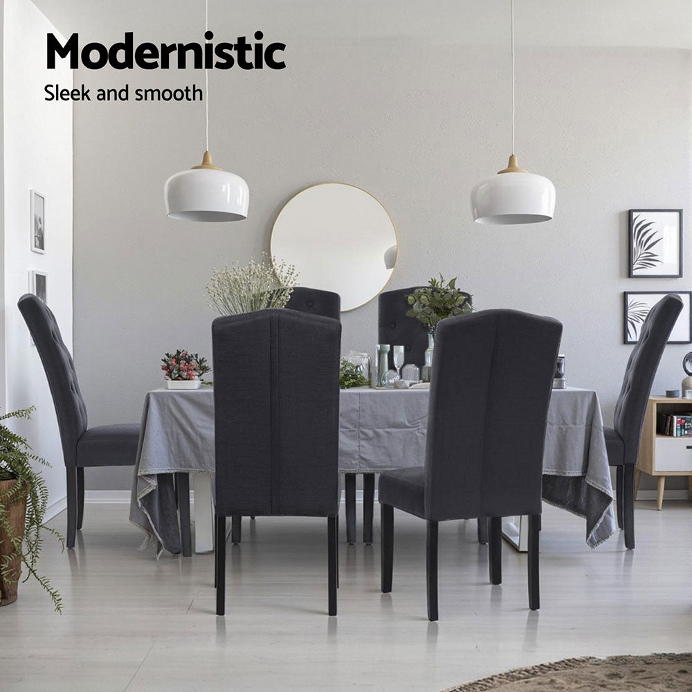 Artiss Dining Chairs Set of 4 Linen Parsons Chair Dark Grey - Image 4
