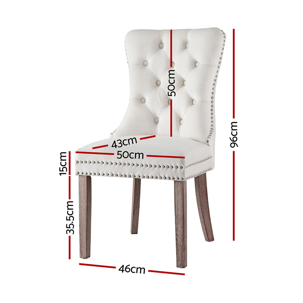 1 Set of 4 Artiss Dining Chairs Beige Velvet - Image 2