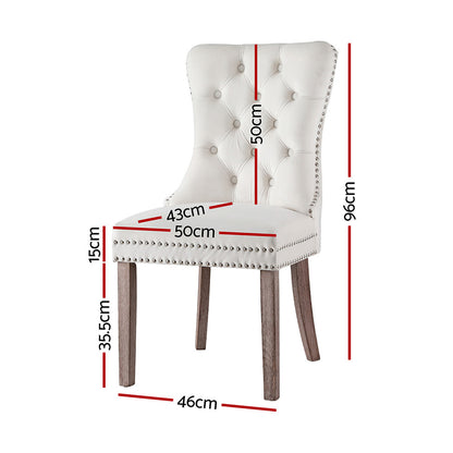 1 Set of 4 Artiss Dining Chairs Beige Velvet - Image 2