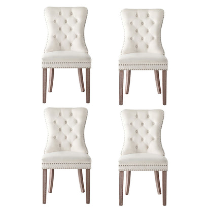 1 Set of 4 Artiss Dining Chairs Beige Velvet - Image 3