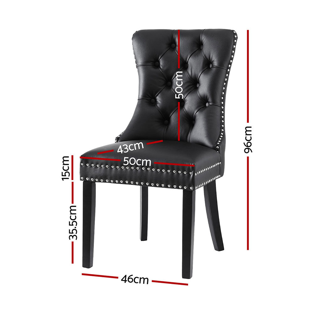 1 Set of 4 Artiss Dining Chairs Black Leather - Image 2