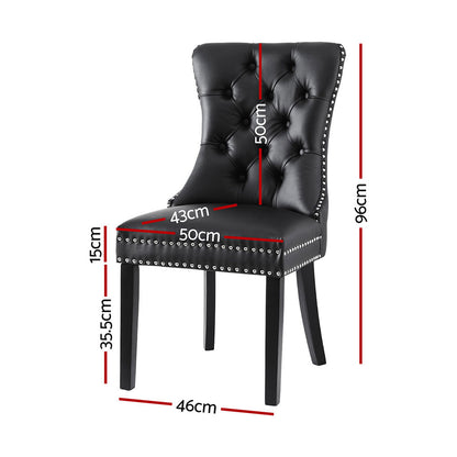 1 Set of 4 Artiss Dining Chairs Black Leather - Image 2