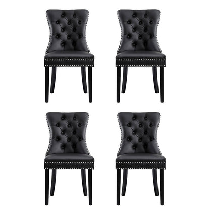 1 Set of 4 Artiss Dining Chairs Black Leather - Image 3