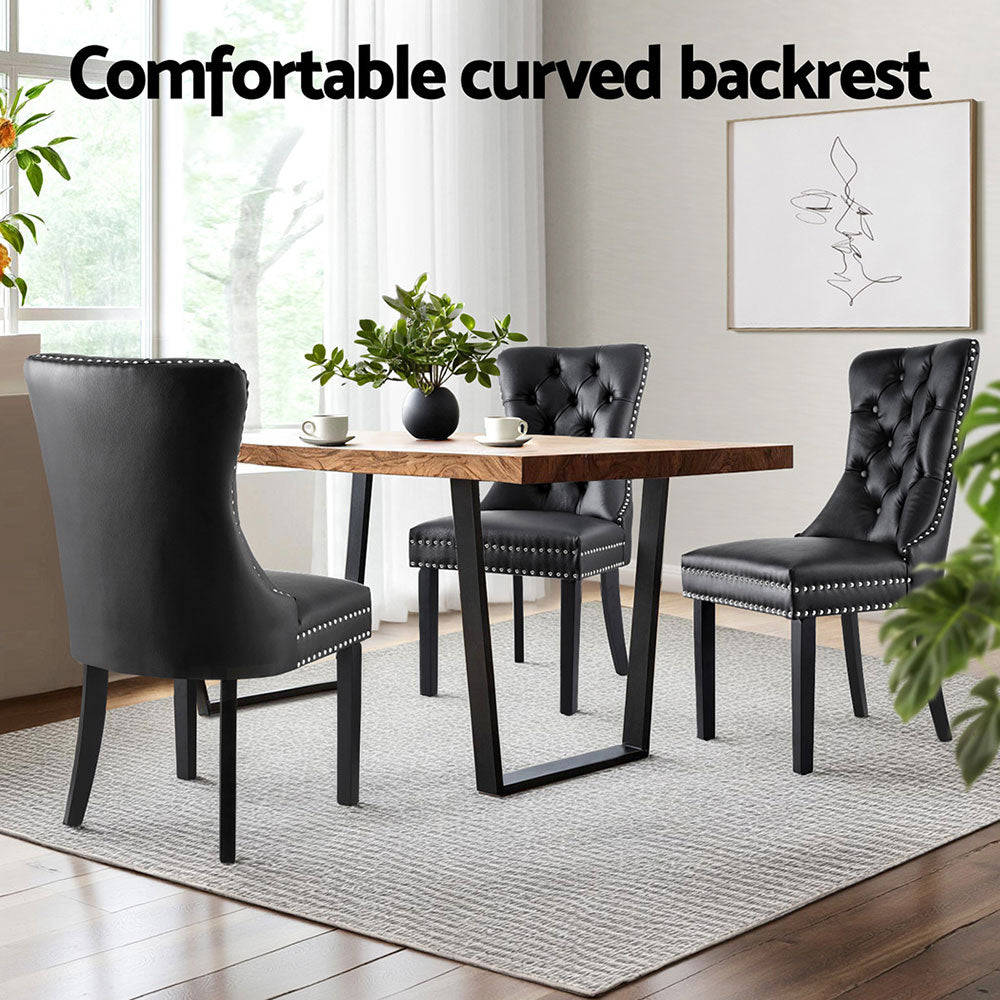 1 Set of 4 Artiss Dining Chairs Black Leather - Image 5