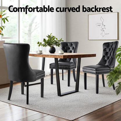 1 Set of 4 Artiss Dining Chairs Black Leather - Image 5