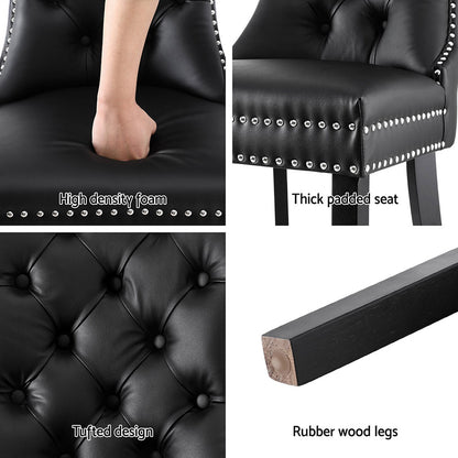 1 Set of 4 Artiss Dining Chairs Black Leather - Image 6