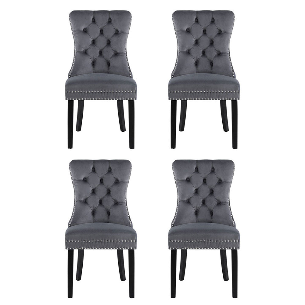 1 Set of 4 Artiss Dining Chairs Grey Velvet - Image 3