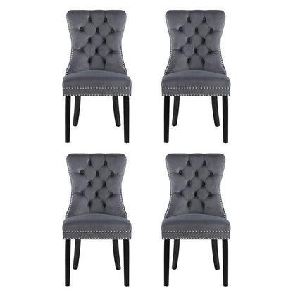 1 Set of 4 Artiss Dining Chairs Grey Velvet - Image 3