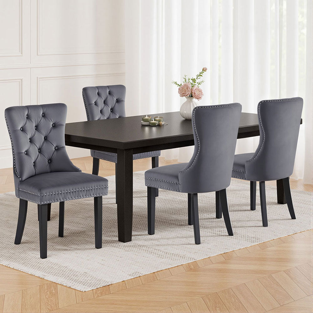 1 Set of 4 Artiss Dining Chairs Grey Velvet - Image 7