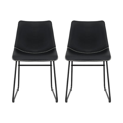 Artiss 2x Dining Chairs Retro PU Leather Kitchen Lounge Cafe Accent Chair Black - Image 3