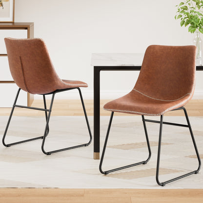 Artiss 2x Dining Chairs Retro PU Leather Kitchen Lounge Cafe Accent Chair Brown - Image 7