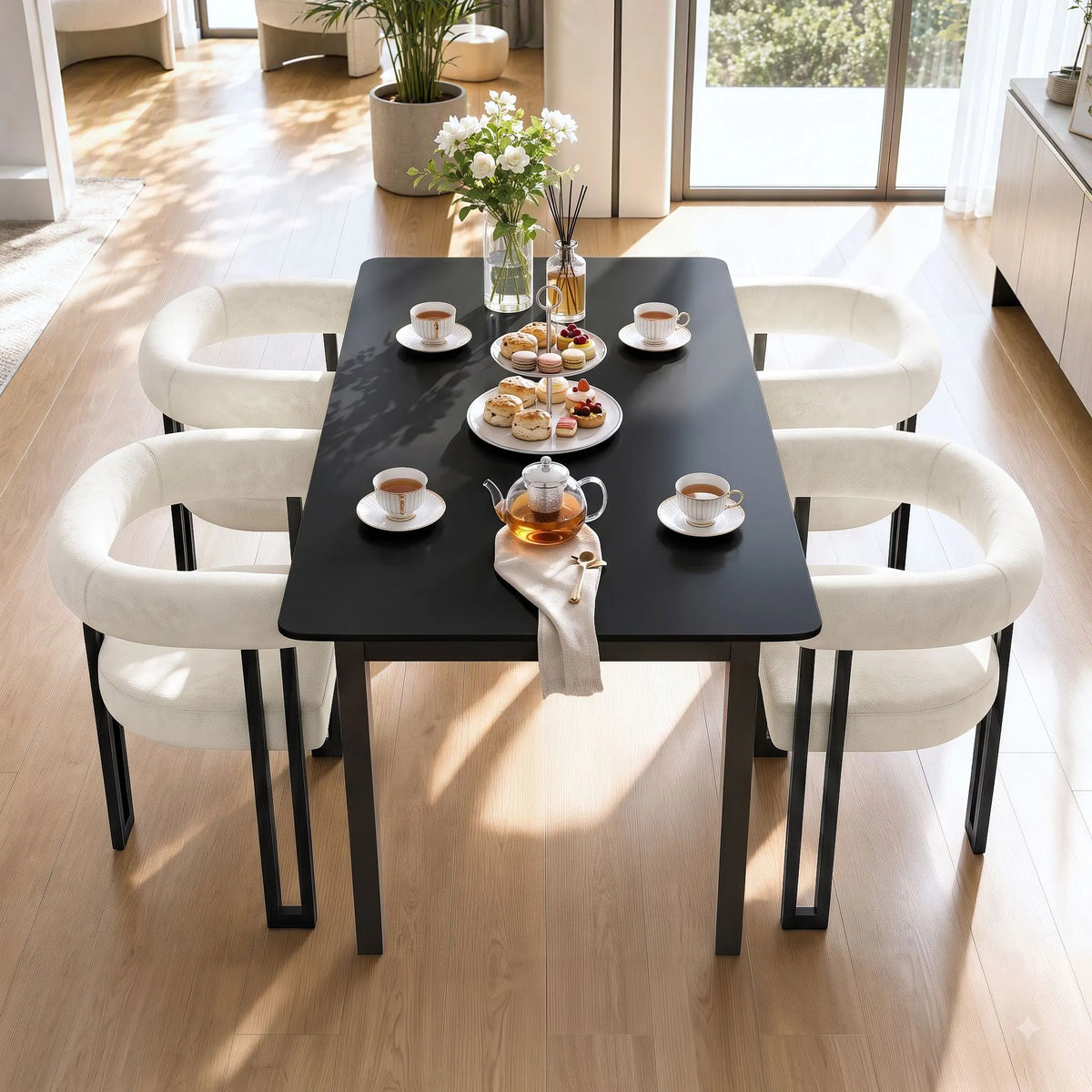 Artiss Dining Chairs Set of 4 Velvet Upholstered Barrel Chairs with Curved Armrests & Back Beige - Image 8