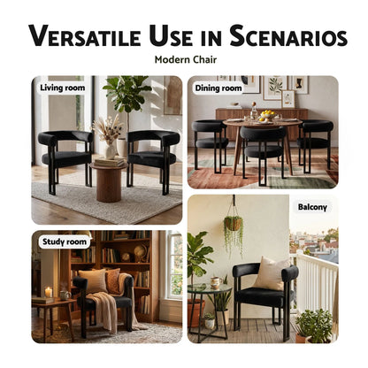 Artiss Dining Chairs Set of 2 Velvet Upholstered Barrel Chairs with Curved Armrests & Back Black - Image 9