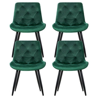 Artiss Dining Chairs Set of 4 Velvet Diamond Tufted Green - Image 3
