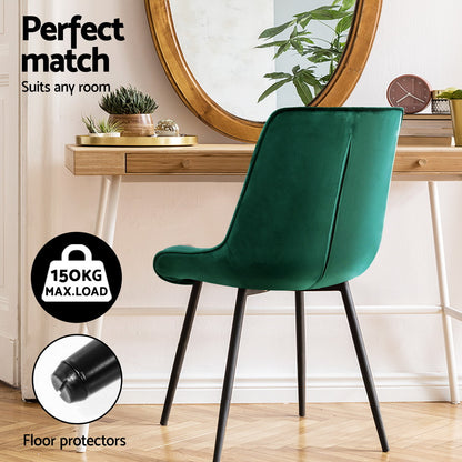 Artiss Dining Chairs Set of 4 Velvet Diamond Tufted Green - Image 6