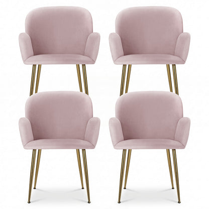 Artiss Dining Chairs Set of 4 Velvet Armchair Pink - Image 3