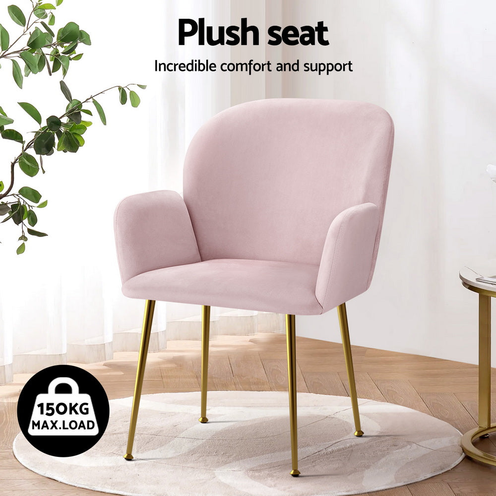 Artiss Dining Chairs Set of 4 Velvet Armchair Pink - Image 5
