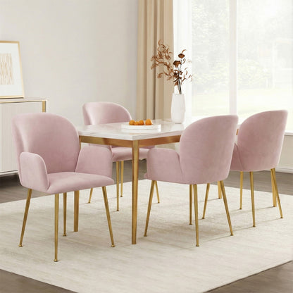 Artiss Dining Chairs Set of 4 Velvet Armchair Pink - Image 7