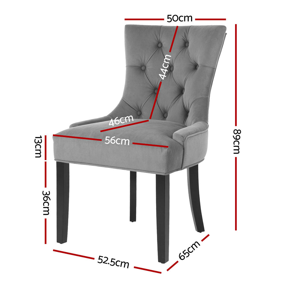 Artiss Dining Chairs Set of 4 Velvet French Provincial Grey - Image 2