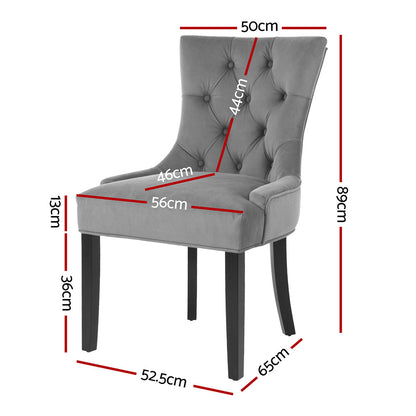 Artiss Dining Chairs Set of 4 Velvet French Provincial Grey - Image 2