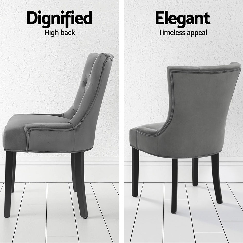 Artiss Dining Chairs Set of 4 Velvet French Provincial Grey - Image 5