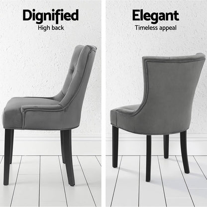 Artiss Dining Chairs Set of 4 Velvet French Provincial Grey - Image 5