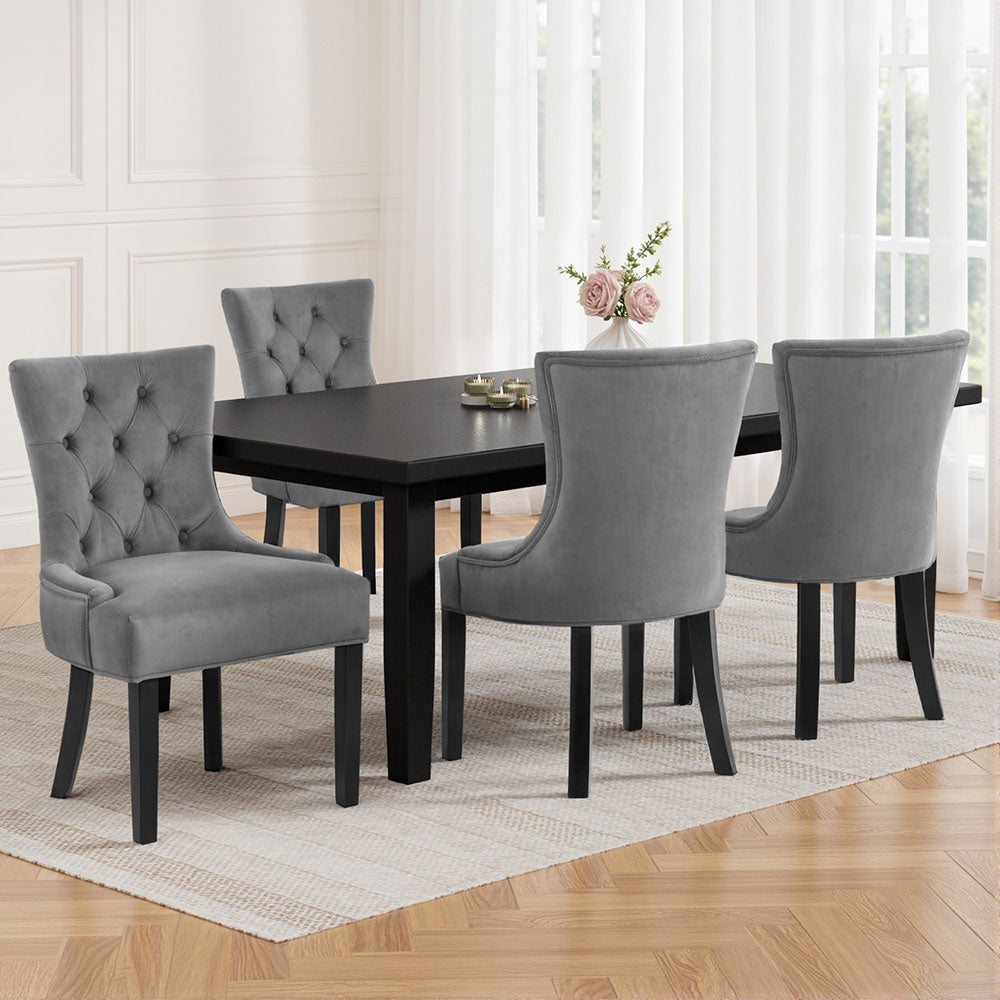 Artiss Dining Chairs Set of 4 Velvet French Provincial Grey - Image 7