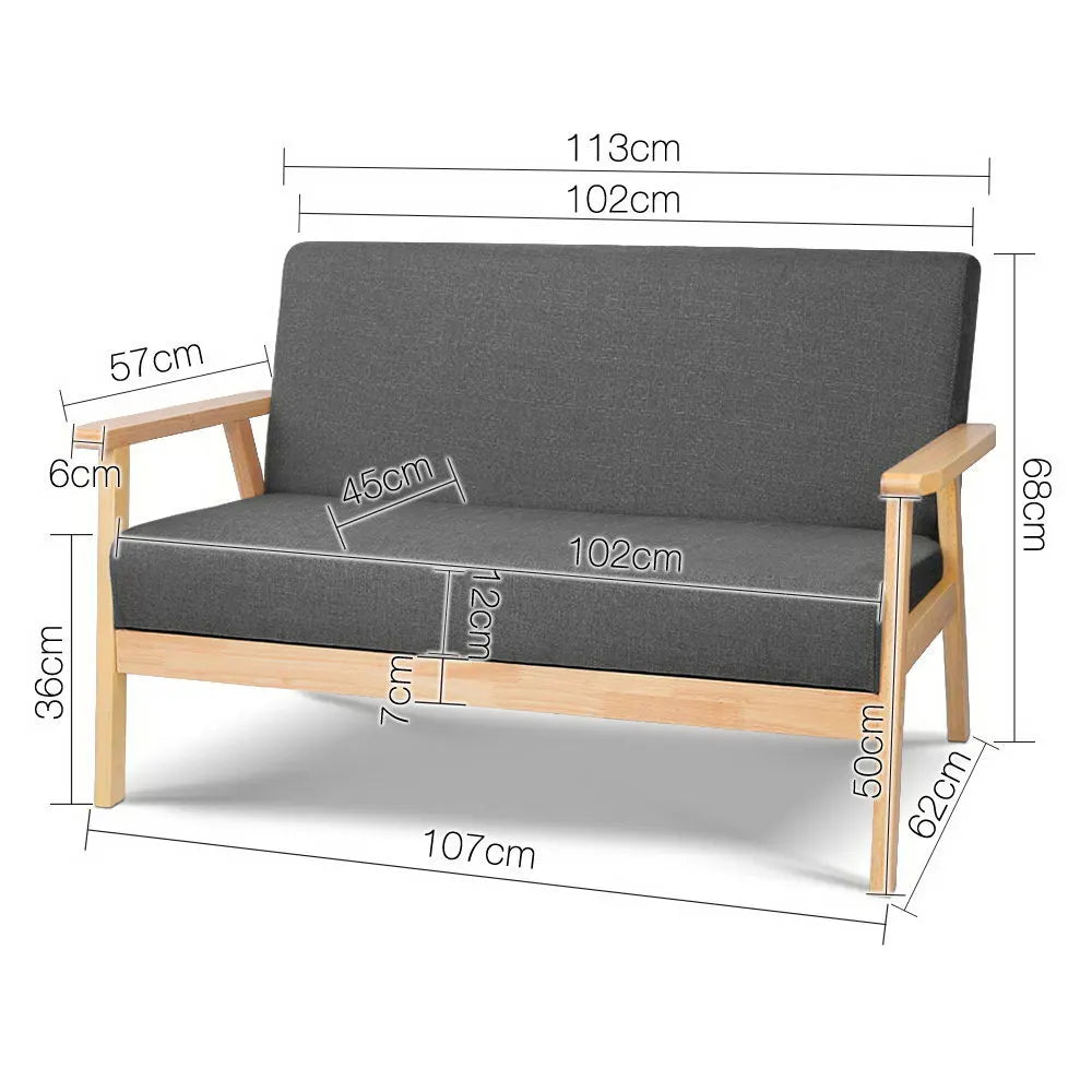 Artiss 2-Seater Sofa Armchair Skane - Image 2