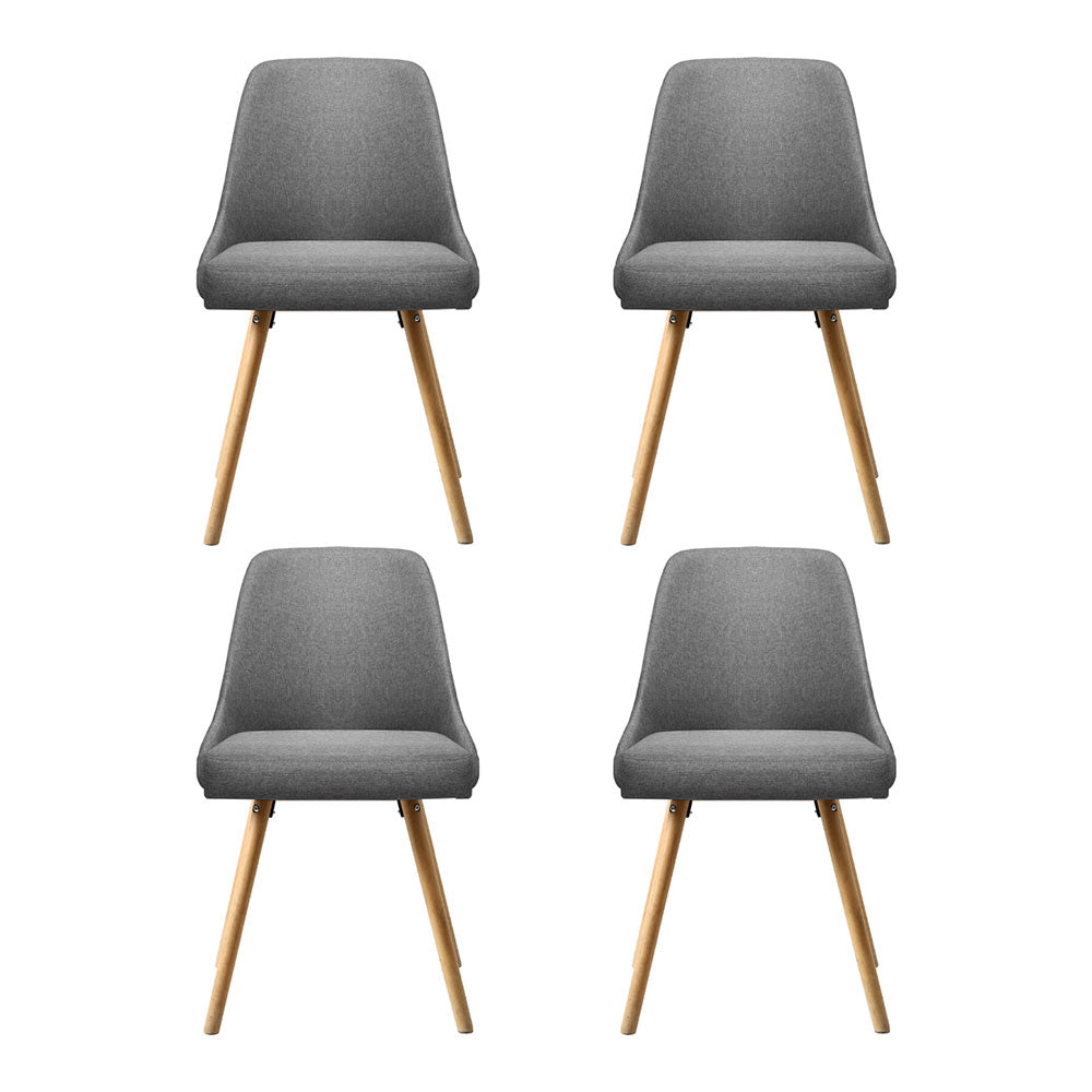 Artiss Dining Chairs Set of 4 Fabric Wooden Grey - Image 3