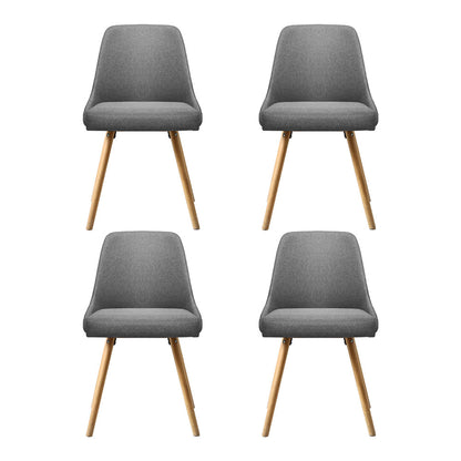 Artiss Dining Chairs Set of 4 Fabric Wooden Grey - Image 3
